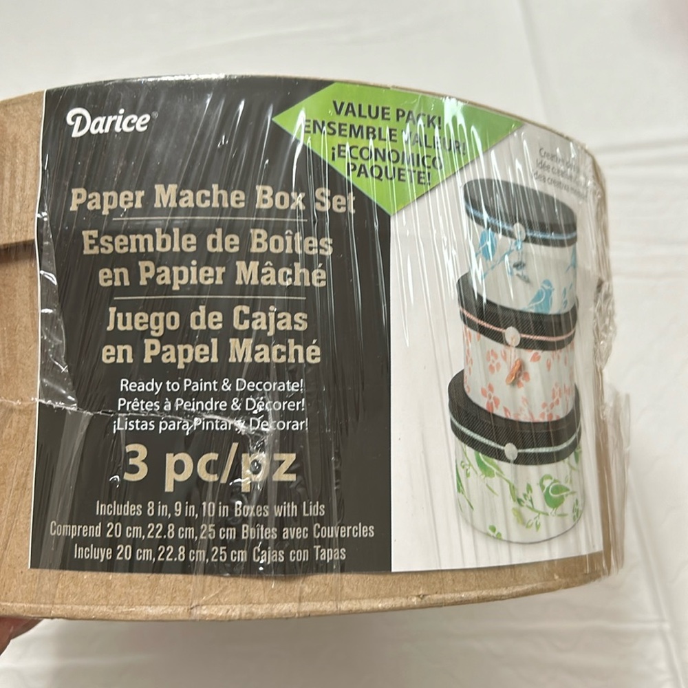 Darcie paper mache nesting box set in 8, 9, and 10 inches.